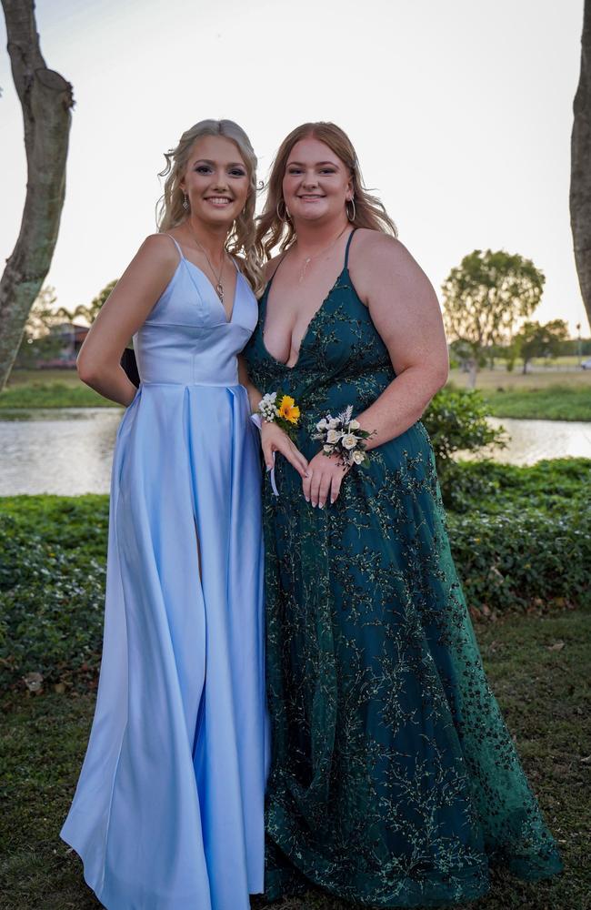 Hannah O'Keefe and Chelsea Veitch at the Mackay North State High School formal at Windmill Function Centre, November 19, 2021. Picture: Heidi Petith