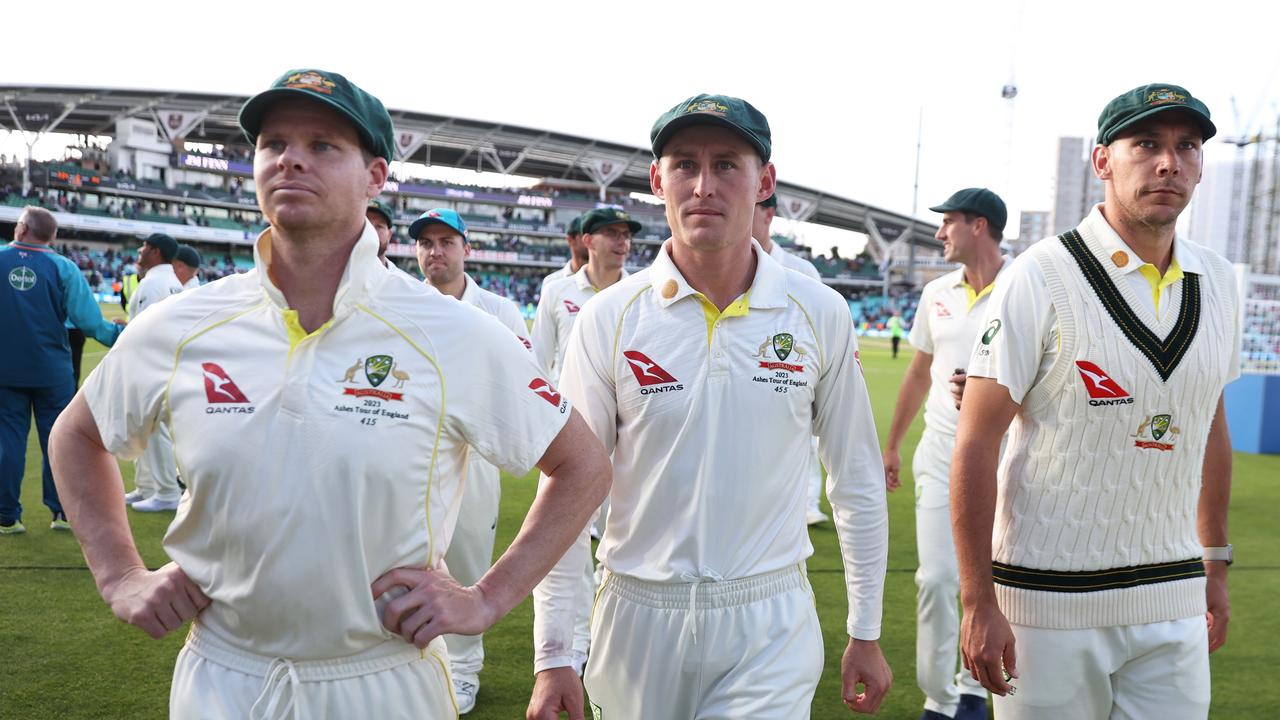 Steve Smith, Marnus Labuschagne and Scott Boland of Australia. Photo by Ryan Pierse/Getty Images.