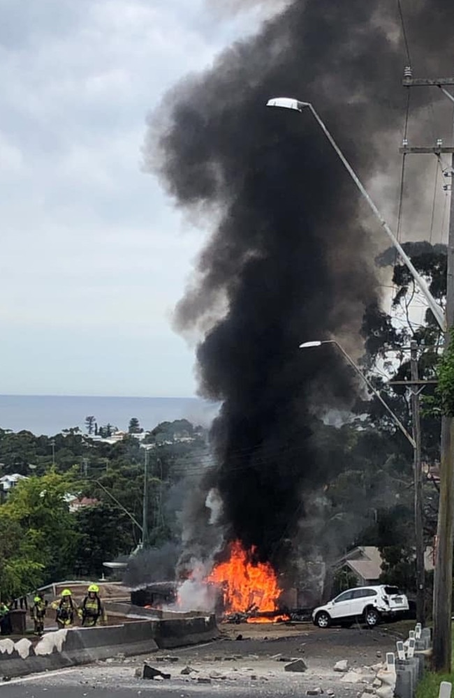 A fiery crash on Bulli Pass in 2019. Picture: Anthony Turner