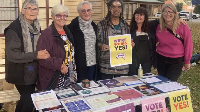 Pictured at the launch of the Bellingen Yes Group are Doro Hart, Chris Marks, Annie Kennedy, Micklo Jarrett, Anna Joy and Amber Jacobus. Picture: Supplied