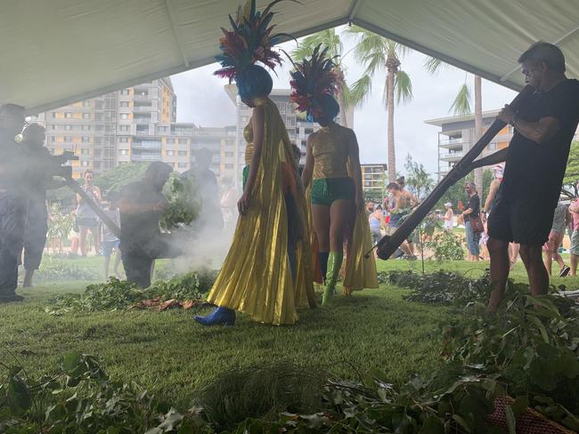 Welcome to country smoking ceremony on Australia Day. Picture: Zizi Averill