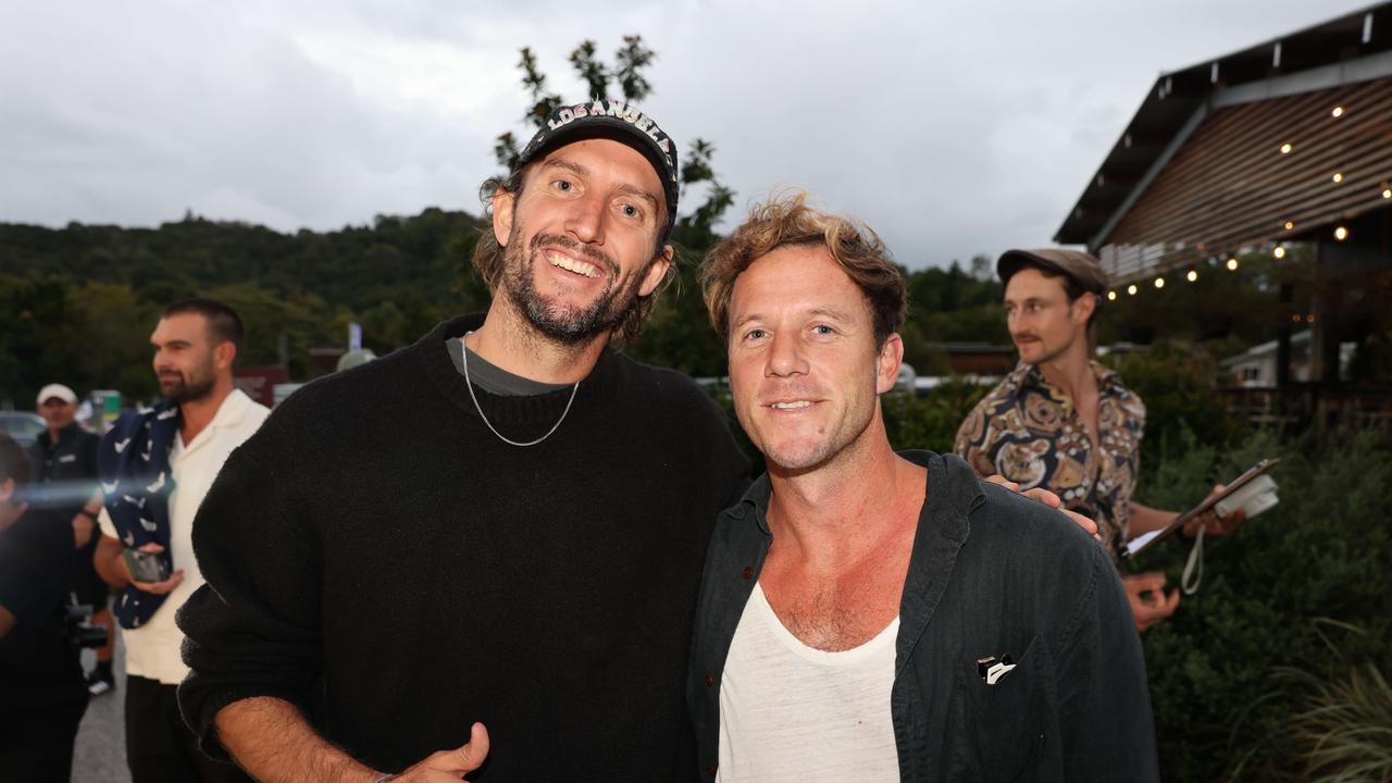 Owen Wright and Mikey Bryant at the Solento Organic Tequila VIP Sunday Session at The Grounds Currumbin for Gold Coast for Gold Coast at Large. Picture: Portia Large