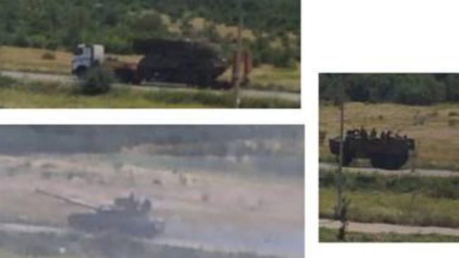 A convoy transporting the launcher across the Donetsk region of Ukraine. The Security Service of Ukraine say this is evidence MH17 was shot down with the use of Buk antimissile system.