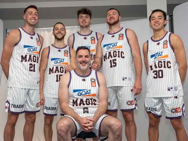 South East Melbourne assistant coach Sam Mackinnon fronts the Phoenix squad, who will don the former Magic star's famous duds on Saturday night. Picture: Supplied/Phoenix Media