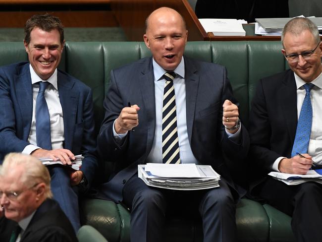 Aussie politics is fun and games, for some...Minister for Home Affairs Peter Dutton during Question Time in the House of Representatives.