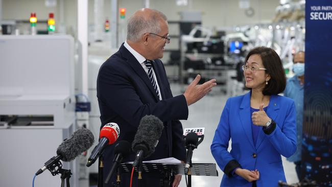 Prime Minister Scott Morrison with Chisholm MP Gladys Liu. Picture: Jason Edwards