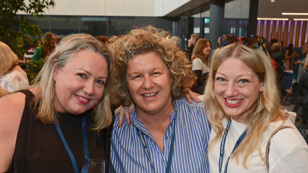 Lou Davis, Alice Gorman and Ann Wason Moore at Women in Media conference at Bond University, Robina. Pic: Regina King