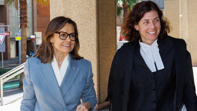 Lisa Wilkinson arrives the Federal Court with lawyer Sue Chrysanthou. Picture: NCA NewsWire / David Swift