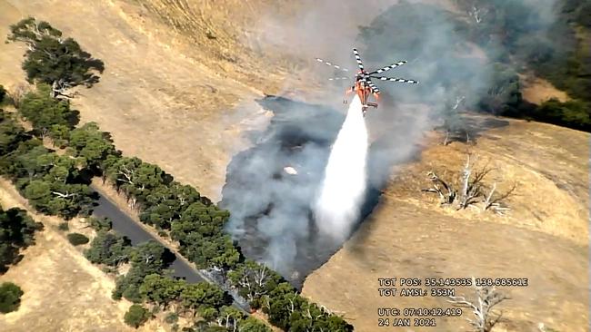 Aerial images show a fire burning away from a road near Cherry Gardens, supporting beliefs the fire was deliberately lit. Pic: supplied