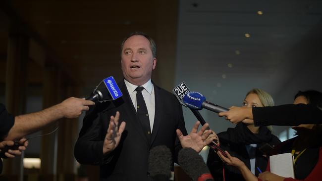 Minister for Agriculture and Deputy PM Barnaby Joyce comments on the Depp dogs Pistol and Boo court decision. Picture: AAP Image/Lukas Coch