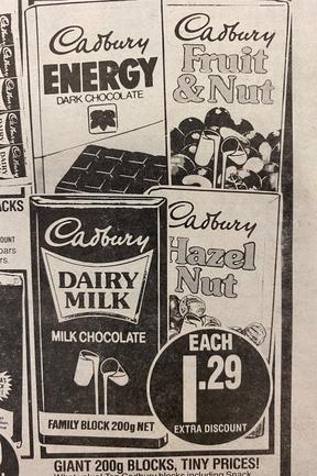 Chocolate was cheap on the Gold Coast. Advertisements from the Gold Coast Bulletin, July 1985