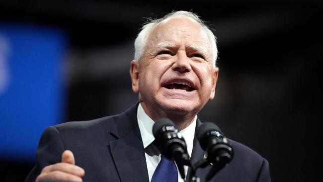 PHILADELPHIA, PENNSYLVANIA - AUGUST 6: Democratic vice presidential candidate Minnesota Gov. Tim Walz speaks during a campaign rally with Democratic presidential candidate, U.S. Vice President Kamala Harris at Girard College on August 6, 2024 in Philadelphia, Pennsylvania. Harris ended weeks of speculation about who her running mate would be, selecting the 60-year-old midwestern governor over other candidates. Andrew Harnik/Getty Images/AFP (Photo by Andrew Harnik / GETTY IMAGES NORTH AMERICA / Getty Images via AFP)