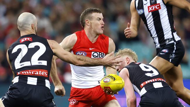 Sydney coach John Longmire says Chad Warner should return against Adelaide on Saturday night after he missed the win over the Bombers with a sore calf. Picture: Phil Hillyard