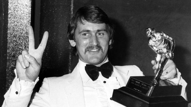 Dally M Footballer of the Year Robert Laurie holding his trophy at the awards night in Sydney.