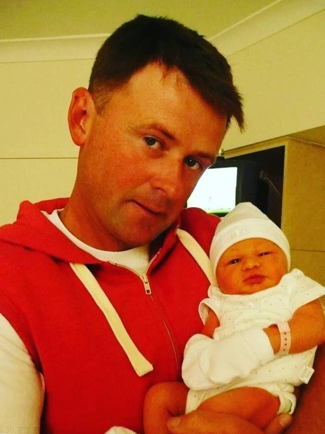 Dad, Michael Whelan holding Poppy at HPH in 2012. Deliver for Tassie Mums campaign. Picture: Jessica Whelan
