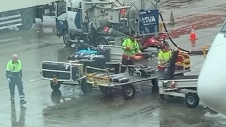 Post-punk band Chimers posted a video to social media showing poor baggage handling at Sydney Airport. Picture: Supplied