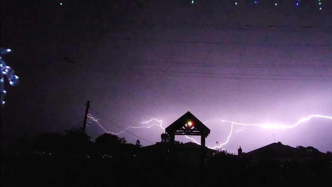 An image taken in Casino of thunderstorms that ravaged Northern NSW on Boxing Day. Picture: Casino SES