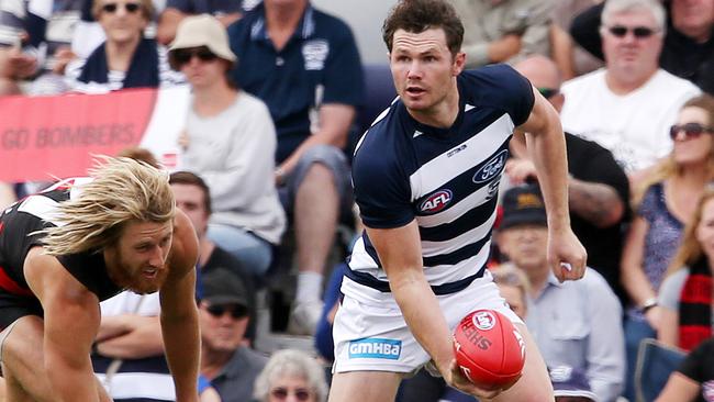 The Cats are sweating on scans on Patrick Dangerfield’s injured hamstring. Picture: Michael Klein