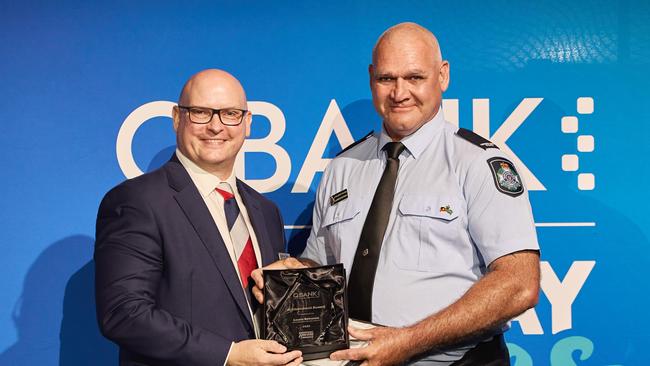 Constable Laurie Bateman of Palm Island Police said he was “humbled” to be awarded a QBANK Everyday Heroes Award in Brisbane on Friday. Picture: Supplied