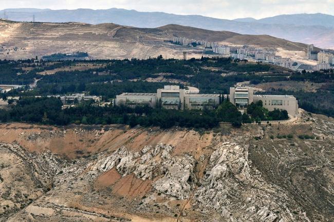 An aerial photo shows the Syrian presidential palace in Damascus' Mount Qasyoun on May 2, 2025