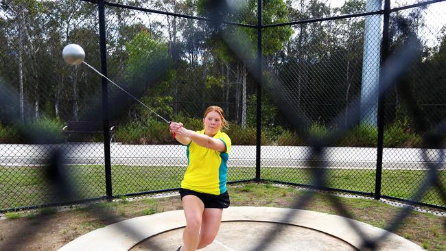 Australian hammer thrower champion Alex Hulley trains at Peel Reserve. Picture: Angelo Velardo