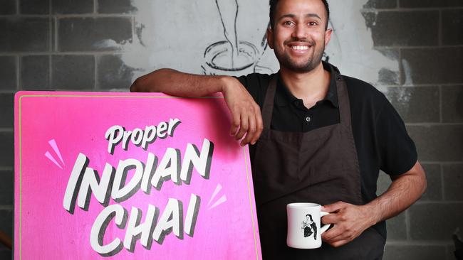 Chef Shashank Achuta at Indian restaurant Flyover Fritterie. Achuta has worked in the top restaurants in Sydney, but has quit to launch work on his own project, The Sydney Tiffin Room. Now he's hosting a pop-up at Flyover Fritterie. Picture: John Feder.