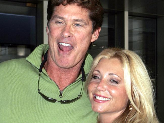 18/10/2005. American actor, singer David Hasselhoff arives in Australia with his friend Pamela Bach.