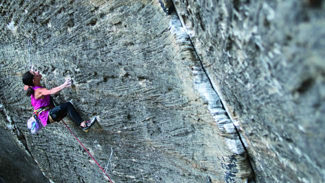 Rising star: Angie climbing Lucifer. Picture: Claudia Scarth-Johnson