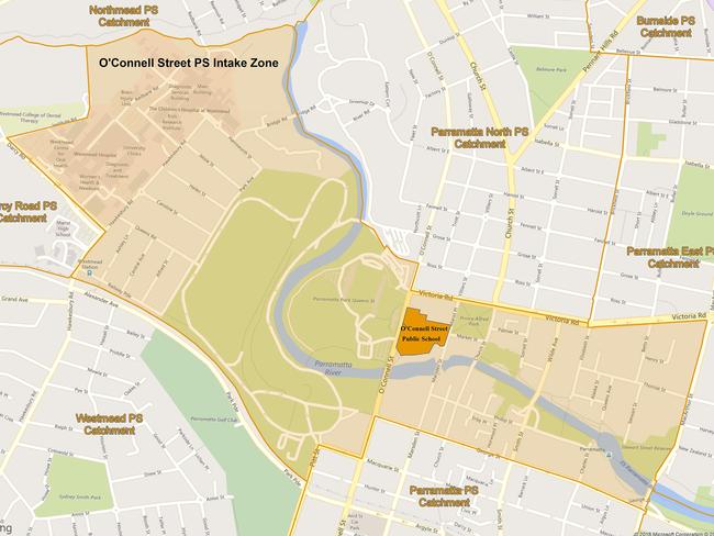 The new O’Connell Street catchment map. Picture: NSW Education