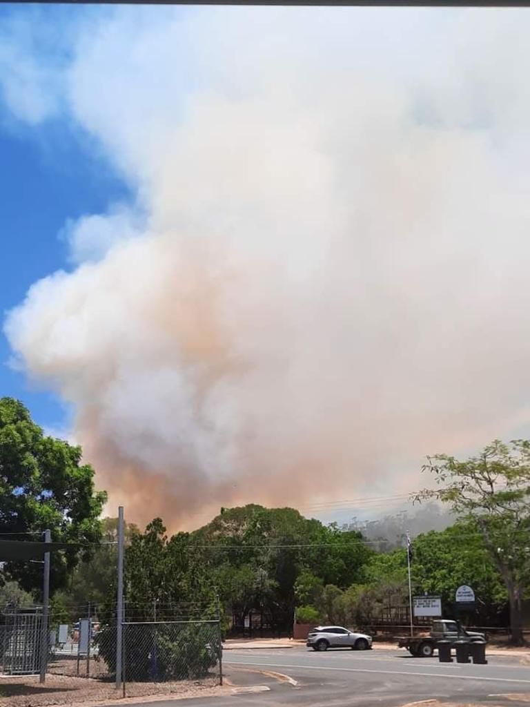 Mount Garnet residents were evacuated from homes south of the Kennedy Highway on Thursday afternoon. The Queensland Fire Department has issued a Not Safe To Return act has been issued for some parts of the town. Photo: Jim Gray.