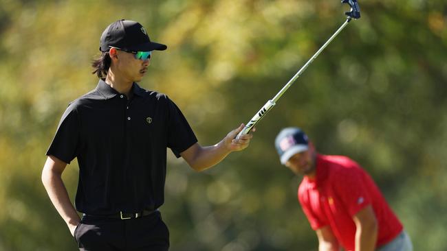 Min Woo Lee tied his Sunday singles match. Picture: Harry How/Getty Images