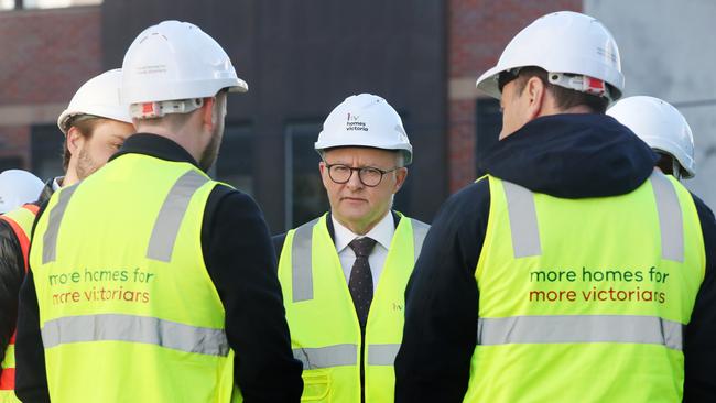 Anthony Albanese at a Victoria building site in August 2023. Picture: David Crosling / NewsWire