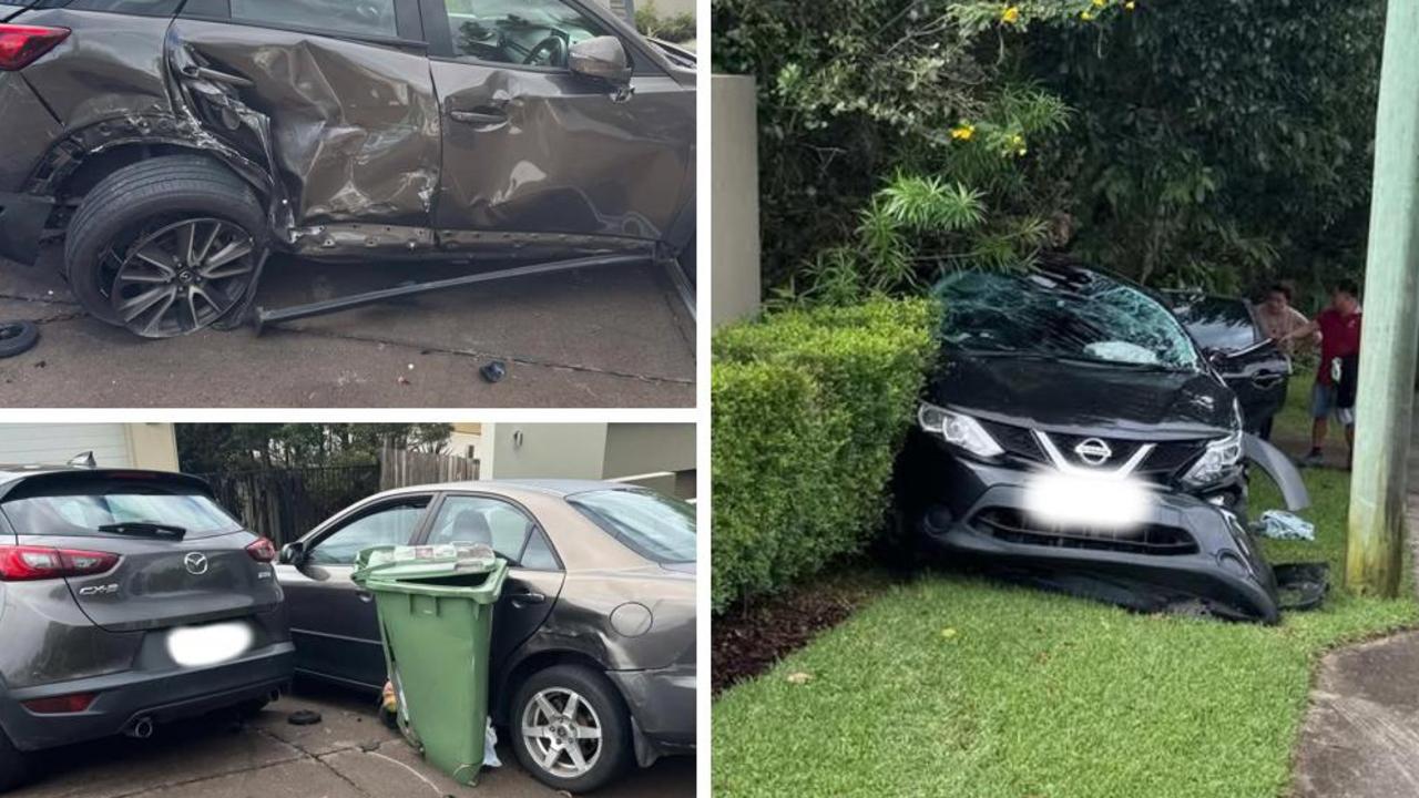 WATCH: Wild footage captures car smashing into parked vehicles