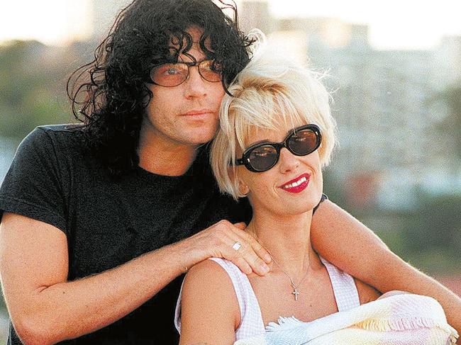 Michael Hutchence and Paula Yates with a then baby Tiger Lily in Sydney.