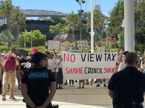 View Tax protest outside the Evandale Chambers at the Gold Coast City Council.