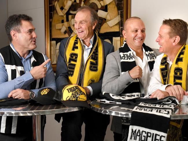 Former footballers - Tim Ginever, Graham Cornes, George Fiacchi, Nick Chigwidden together as they talk about this week's SANFL Grand Final.  Picture: Tricia Watkinson