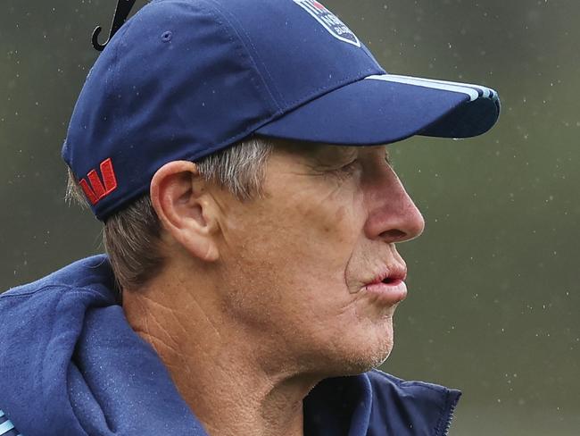 WENTWORTH FALLS, AUSTRALIA - MAY 21:  Blues advisor Craig Bellamy looks on during a NSW Blues State of Origin squad training session at Blue Mountains Grammar School on May 21, 2025 in Wentworth Falls, Australia. (Photo by Matt King/Getty Images)