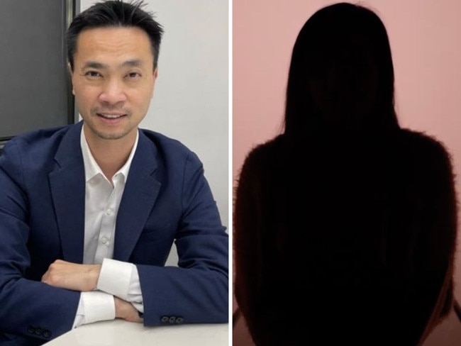 High-profile medical entrepreneur James Liang, left, and a sillouhette of his victim.