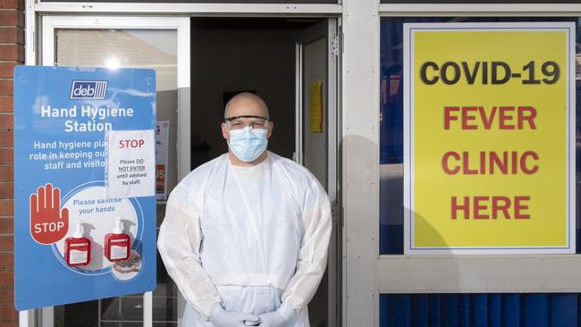 Grafton Base Hospital COVID-19 clinic coordinator Travis Armstrong at the respiratory clinic.