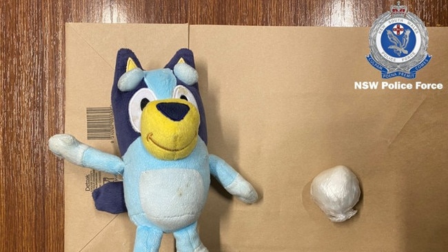 A Bluey toy that police allegedly found stuffed with cocaine. Picture: NSW Police