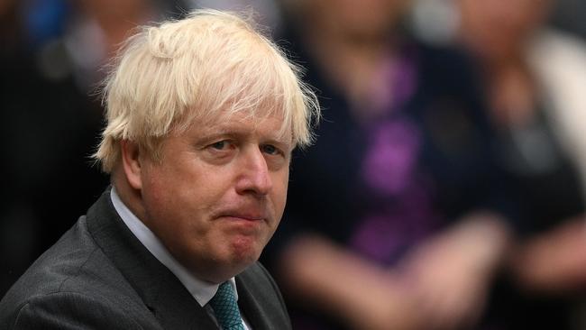 Boris Johnson delivers his final speech as prime minister outside 10 Downing Street in central London on Tuesday. Picture: AFP