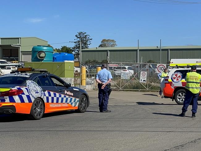 Several ambulance crews are responding to an explosion at a workplace on Millwood Ave, Narellan after reports a person has suffered oil burns at 11.20am on August 17. Picture: Annie Lewis