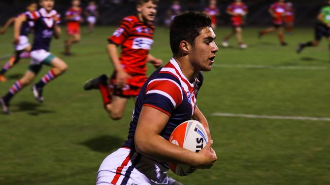 Brad Fittler's son Zac Fittler in action for a junior Sydney Roosters representative side. Picture supplied