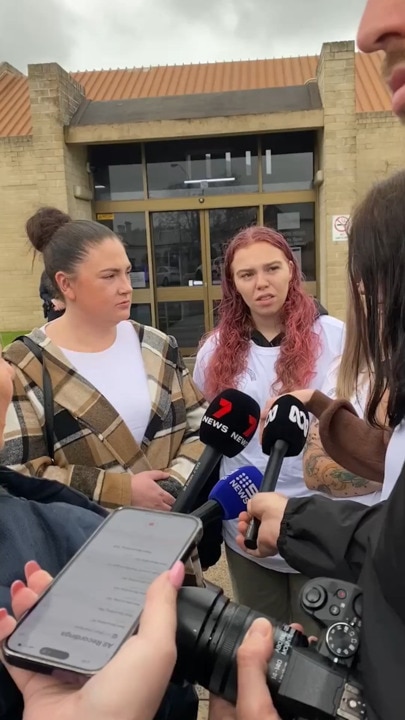 Synamin Bell's family and friends speak outside court