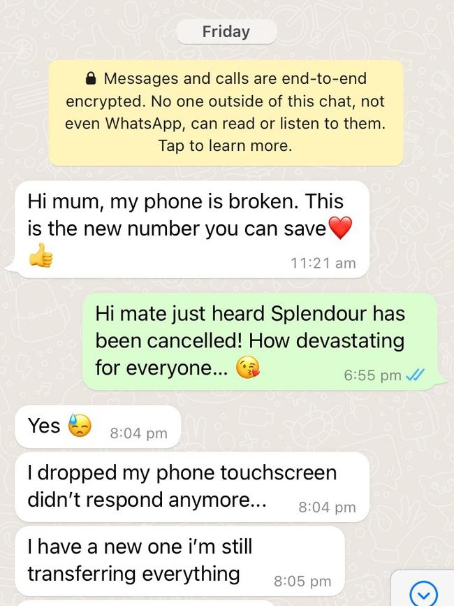 Screenshots of victim of the "Hi mum" scam. Photo: Supplied