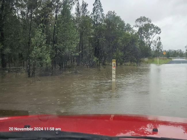 Flash flooding is affecting several roads in the Western Downs, including the Moonie Highway and Ducklo Gulera Road at Ducklo,