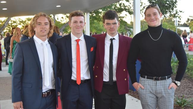 Ryan Wilton, Carl Berghofer, Bailey Han and Austin Mould at the Mountain Creek State High School formal on November 18, 2022. Picture: Sam Turner