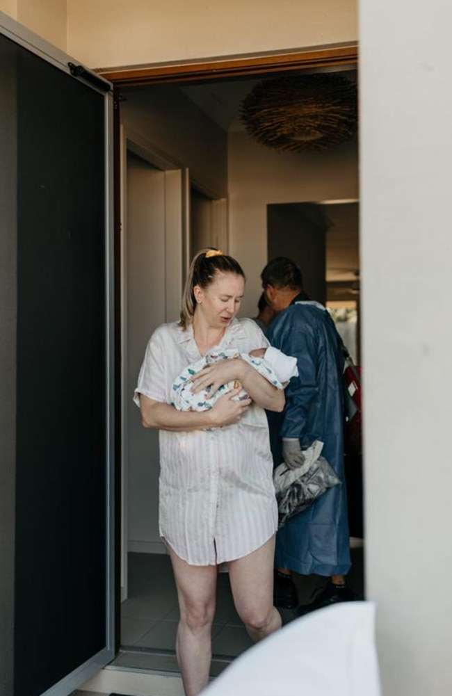 Townsville mum Madison Phillips who gave birth to her baby boy Zavey on her bedroom floor has thanked hero paramedics who arrived just in time to deliver him. Picture: Kacey Maree Photography