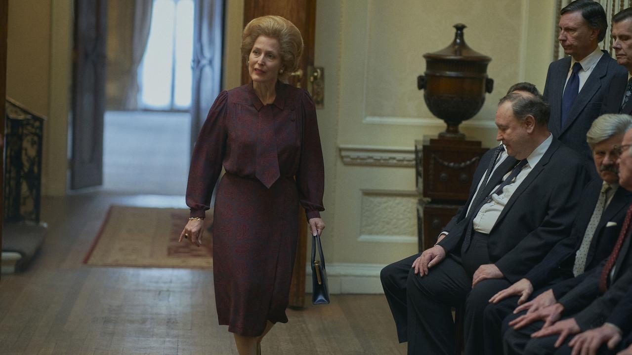 Anderson spent time perfecting Thatcher’s walk for The Crown. Picture: Netflix.