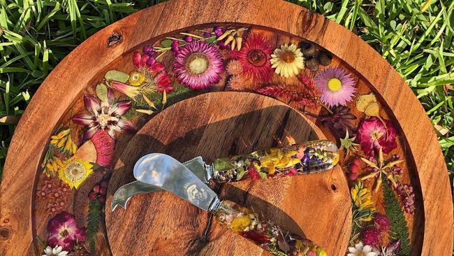 Bikay Michell makes these stunning native timber and wildflower boards from her Gladstone based business Indi &amp; Soak.